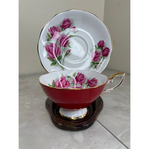 Royal Standard Fashion Tea cup and Saucer Red Pink Floral - Picture 13 of 16